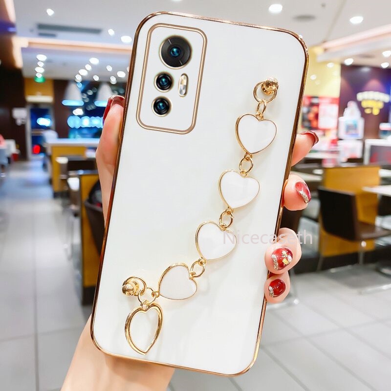 New เคส Xiaomi 12 Pro Redmi Note 11S 11 Pro 5G 4G Straight Edge Phone Case เคสโทรศัพท Phone Soft Back Cover with Love Bracelet Easy To Carry #8