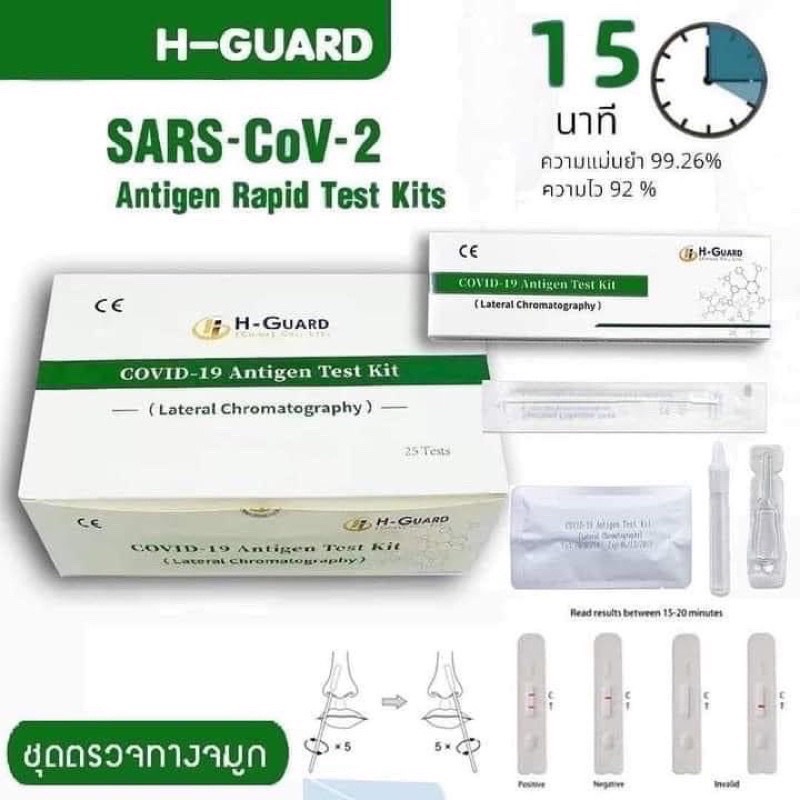 H-Guard ชุดตรวจATK COVID-19(SARS-CoV-2) Antigen Test Kit แบบแยงจมูก