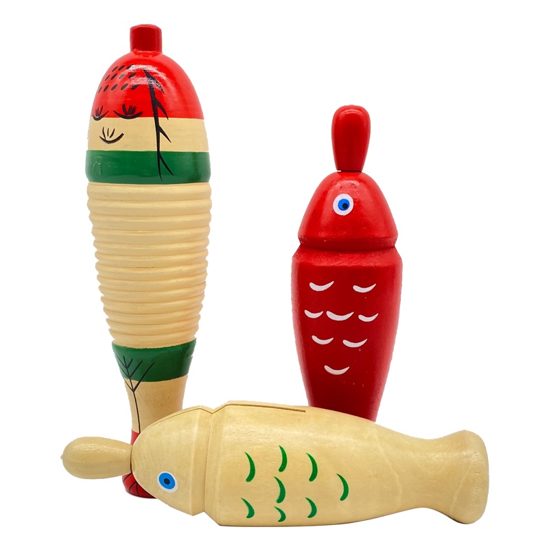 Treeyear เครื่องดนตรีไม้ รูปปลา Guiro เครื่องเคาะจังหวะไม้ พร้อมค้อน สําหรับเด็ก - รูปที่ 2