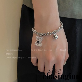 CHF-Charm Bracelet Alloy Cute Bear Pendant Adjustable Bracelet for Women Men Jewelry Accessories