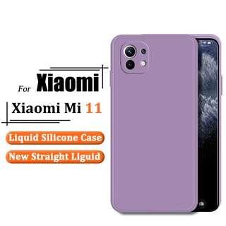 ดั้งเดิม ของเหลว ซิลิโคน เคส สำหรับ Xiaomi Mi 11T Mi 11T Pro Mi 11 Lite NE 5G Mi 11 Mi 11 Pro Mi 11 Ultra เคสโทรศัพท์ อัลตร้า บาง ซิลิโคน ลูกอมสีทึบผิวด้านโปร่งแสง ฝาหลัง