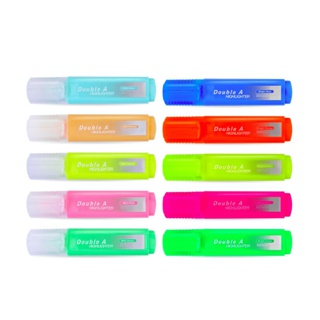 Double A ปากกาเน้นข้อความ Flat Highlighter สีพาสเทลและสีสว่าง จำหน่าย 1 ด้าม