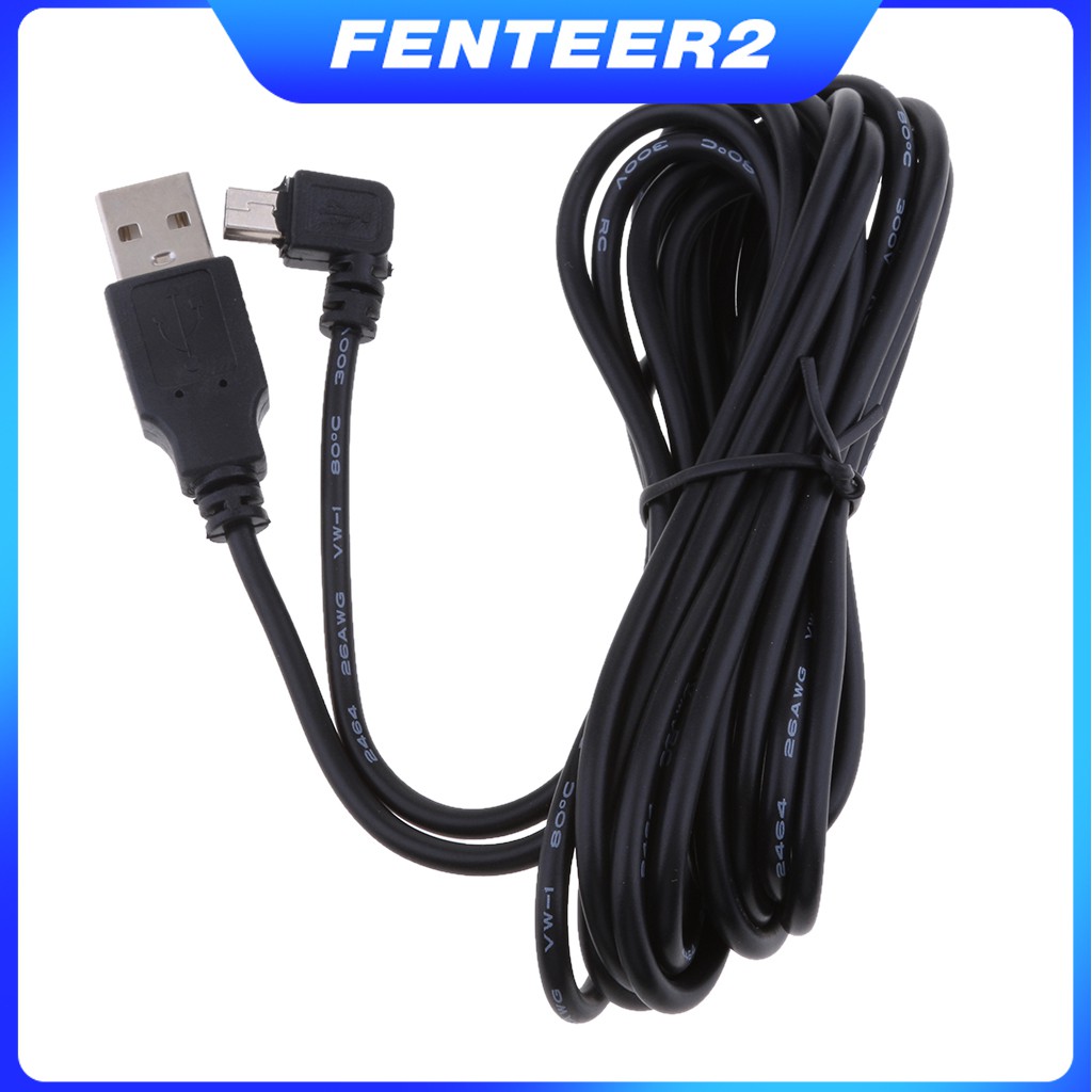 HOTPortable 3.5M 5V 2A สายชาร์จ Mini USB 90 องศาขวา Bend DVR สายชาร์จ