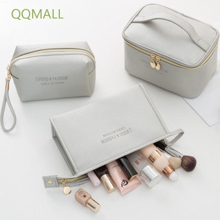 Qqmall กระเป๋าเครื่องสําอางหนัง Pu กันน้ําความจุขนาดใหญ่ 2 สีสําหรับผู้หญิง 1 ชิ้น