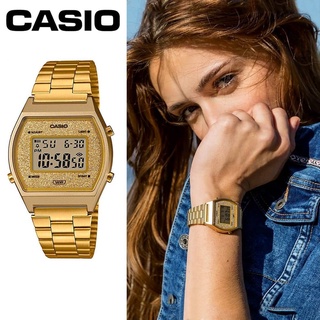 นาฬิกา Casio รุ่น B640WGG-9 นาฬิการุ่นใหม่ล่าสุด สีทองหน้าปัดกลิตเตอร์ วิบวับ - ของแท้ 100% รับประกันสินค้า 1 ปีเต็ม