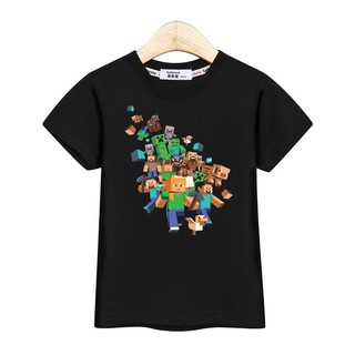 เสื้อยืดเด็ก รูปแบบตัวละครเกม แขนสั้นฤดูร้อน เสื้อของเด็กผู้ชายBoys tops minecraft tshirts