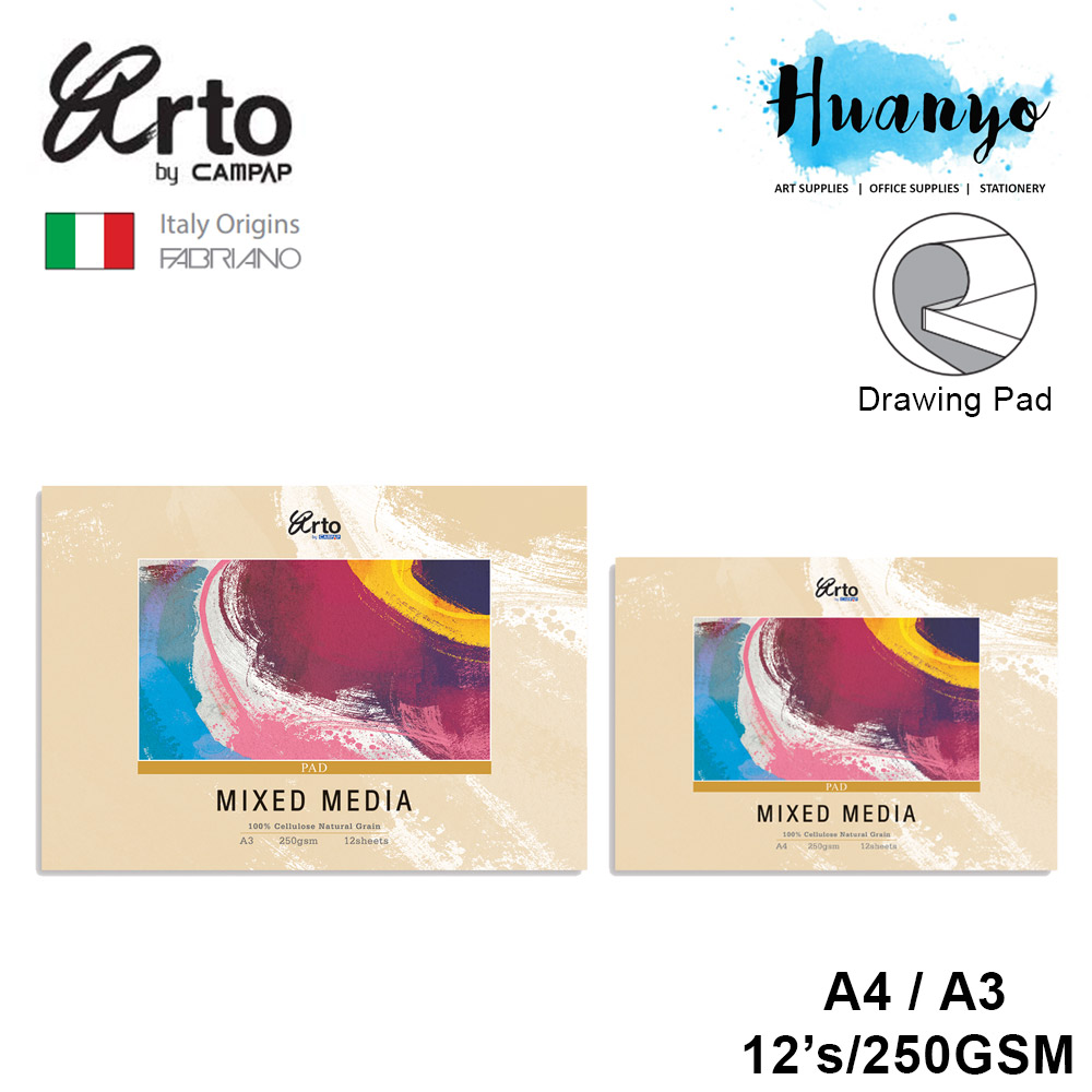 Campap Arto Fabriano Mixed Media Painting Paper Pad (A4 / A3, 250gsm, 12 แผ่น)