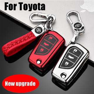 Toyota รถเคสกุญแจหมุนได้ฝาครอบรถยนต์ Yaris Reiz Carola Rav4 พับคีย์พวงกุญแจรถหรู S TPU เครื่องประดับเปลือกหอย Key