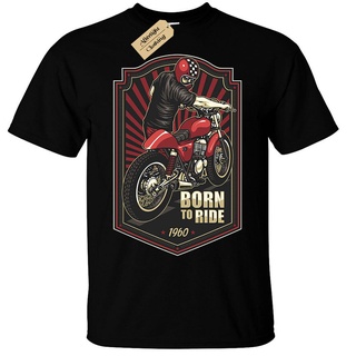 เสื้อยืดวินเทจเสื้อยืด ลาย Born to ride 1960 สําหรับผู้ชาย เหมาะกับการขี่รถจักรยานยนต์S-5XL