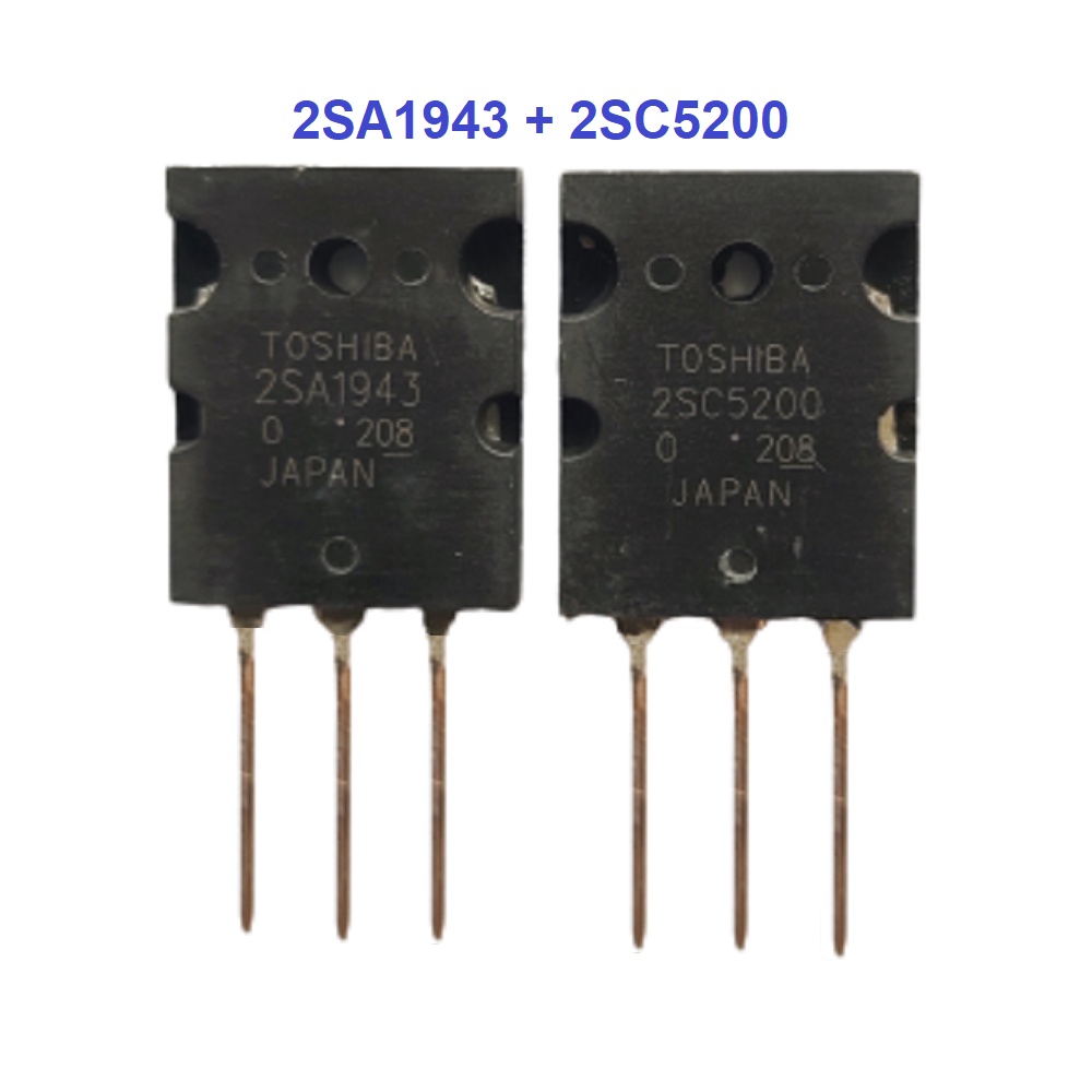 2SA1943 + 2SC5200 ทรานซิสเตอร์ เพาเวอร์แอมป์ เอ้าพุท 230V 15A 2SC5200 (NPN), 2SA1943 (PNP)