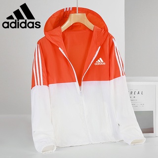 Adidas เสื้อแจ็กเก็ต กันลม มีฮู้ด แบบบาง ป้องกันแดด แห้งเร็ว เหมาะกับการวิ่ง เดินป่า เล่นกีฬา สําหรับผู้ชาย