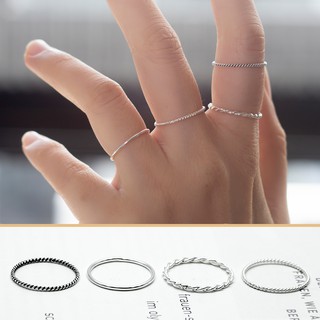 SNOWY MINIMAL แหวนเงินแท้ 925 Silver Jewelry แหวนมินิมอล รุ่น RS3043, 44,45