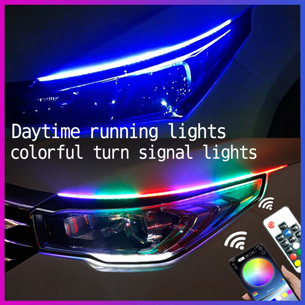 LEADTOPS RGB Slim LED DRL ไฟเดย์ไลท์ 45/60 ซม. ไฟเบรค ไฟสัญญาณ ควบคุมผ่านมือถือได้ 2 ชิ้น