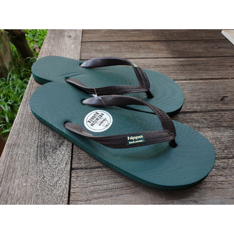 รองเท้าแตะ ฮิปโปบลู ของแท้ เบอร์46-47 สีเขียวเป็ดสายน้ำตาลเข้ม