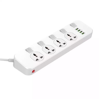 LDNIO SC4408 ปลั๊กพ่วง 4 ช่อง 4 USB 3.4A Max universal outlet Power Strip รองรับไฟ 2500W-10A