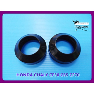 HONDA CHALY CF50​ C65​ CF70 SHOCK ABSORBER RUBBER "BLACK" SET PAIR // ยางหุ้มโช๊คแกนใหญ่ สีดำ (2 ตัว)