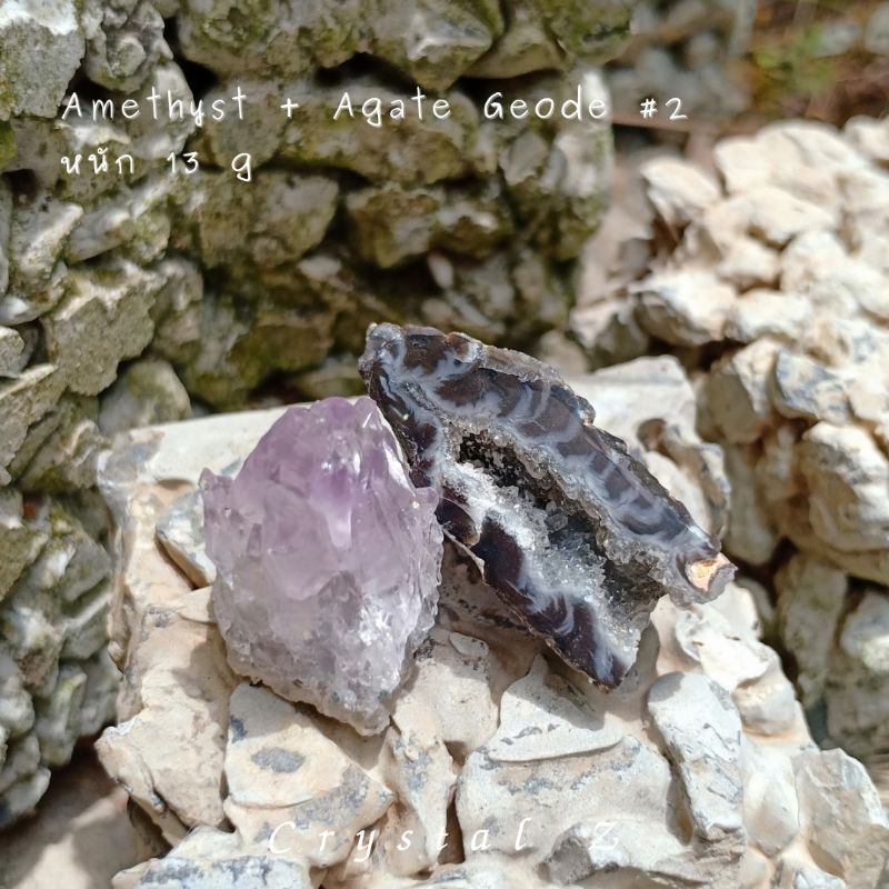 Amethyst +Agate Geode #2 🌳🏞️โพรงอาเกตจิ๋ว #druzy 🌈 ผลึกอเมทิสต์