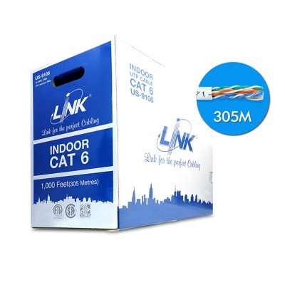 รวมVAT❗️ สาย LAN CAT 6 305เมตร/100เมตร  9016-1/9016/9116 ยี่ห้อ LINK