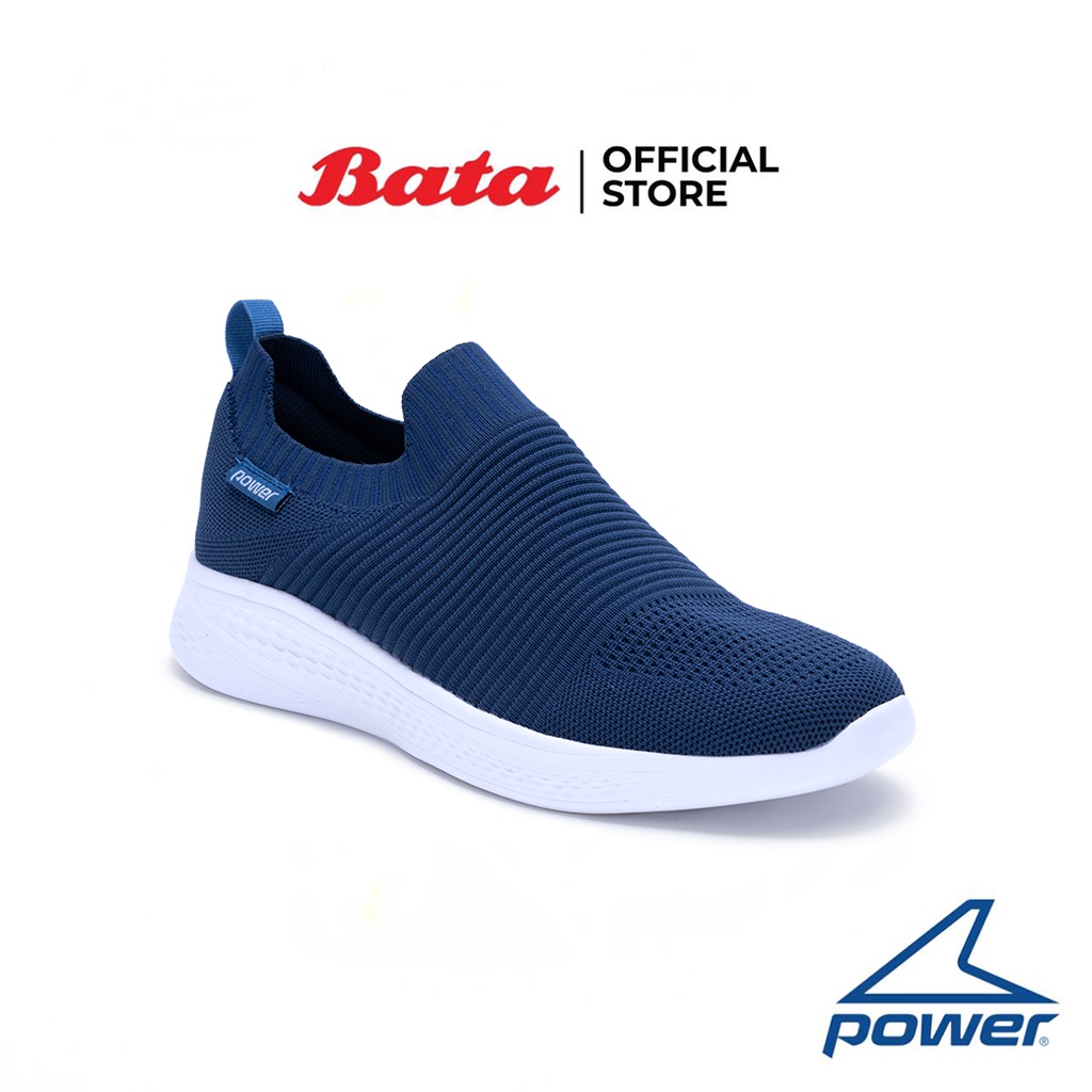 Bata บาจา ยี่ห้อ Power รองเท้าออกกำลังกาย กีฬา แบบสวมสลิปออน พร้อม Memory Foam ผ้าใบแบบสวม รองเท้ากีฬาเดินทางไกล สำหรับผู้ชาย รุ่น Breeze Amuse สีน้ำเงิน 8189011