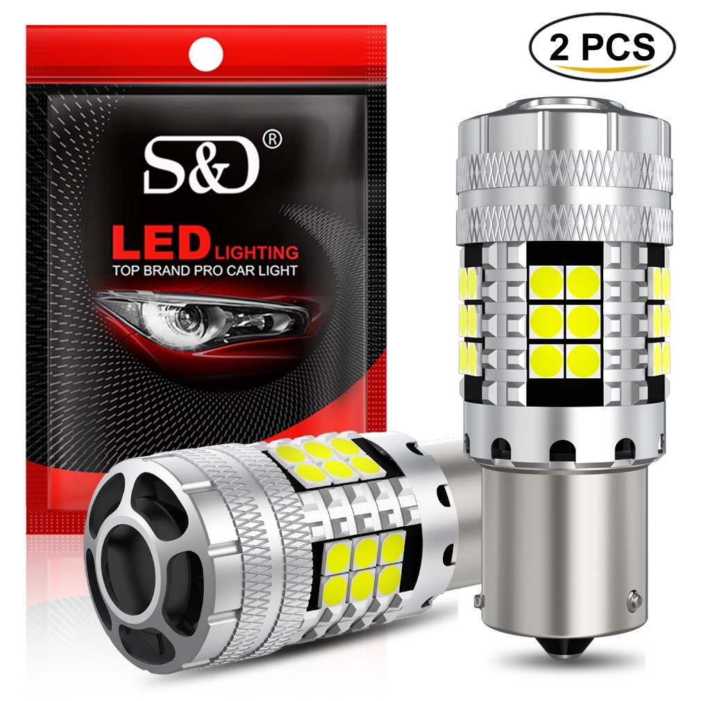 S&d หลอดไฟเบรก BA15S BAU15S 7440 24SMD 3030 2 ชิ้น พร้อมพัดลม 12-24v 2000LM