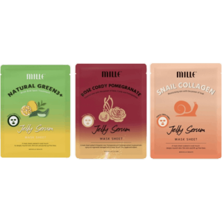 ลดทันที 60.- ใส่โค้ด 28LCNHW มิลเล่แผ่นมาส์กเจลลี่ MILLE Jelly Serum Mask Sheet 28g.