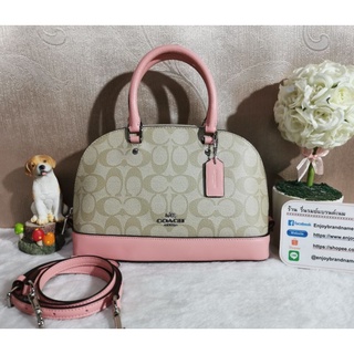 COACH F58295 MINI SIERRA SATCHEL IN SIGNATURE COATED CANVAS
COLOR : SILVER/LIGHT KHAKI/BLUSH