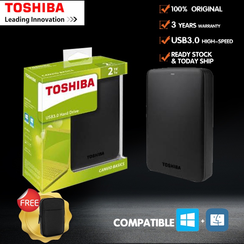 { Fast delivery } TOSHIBA CANVIO BASIC EXT EXTERNAL HARD DRIVE 2.5"  USB 3.0 PORTABLE HARD DISK - 500GB/1TB/2TB