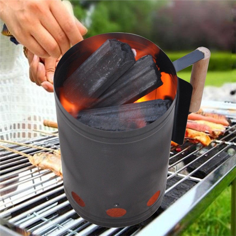 Outdoor Chimney Starter Firewood Charcoal Lighter for Capming BBQ  Barbecue/Portable Barbeque BBQ Chimney Charcoal Starte