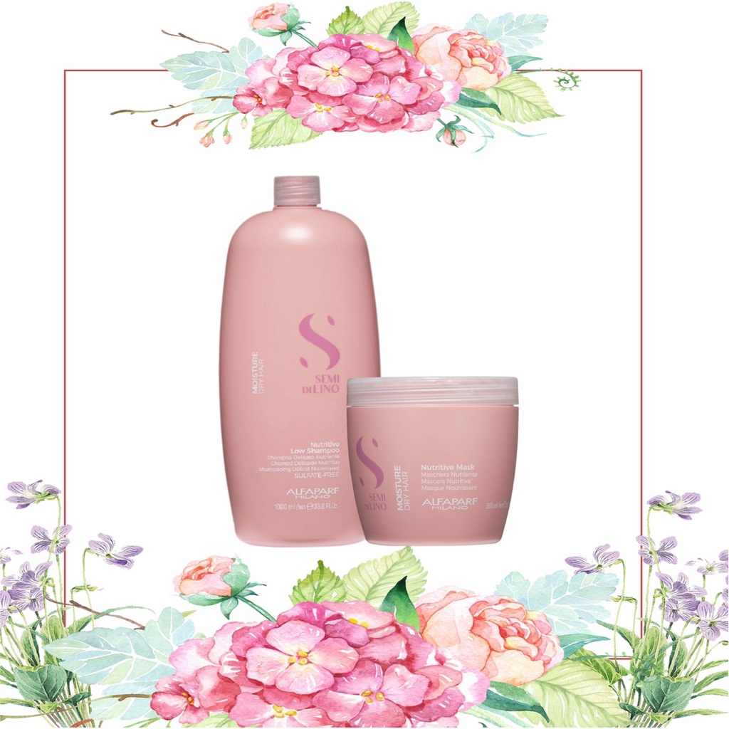 แชมพู มาส์ค สำหรับผมแห้ง แห้งมาก แตกปลาย ALFAPARF SEMI DI LINO MOISTURE SHAMPOO 1000 ML.+MASK 500 ML