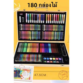 （กล่องไม้）พาเลทชุดระบายสี เซ็ทใหญ่ 180 ชิ้น.