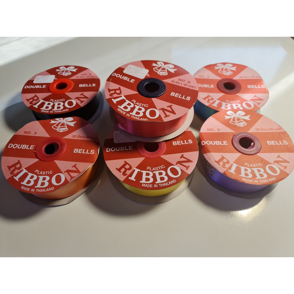 ริบบิ้น NO.9 กว้าง30มม. ยาว40 เมตร ตราระฆัง PLASTIC RIBBON  1 ม้วน