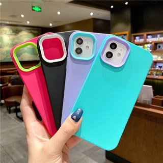 Colour Blocking เคท ไอโฟน iPhone 13 Pro Max Soft Silicone Case เคท Apple iPhone12 2in1 Phone Cover เคสโทรศัพท์