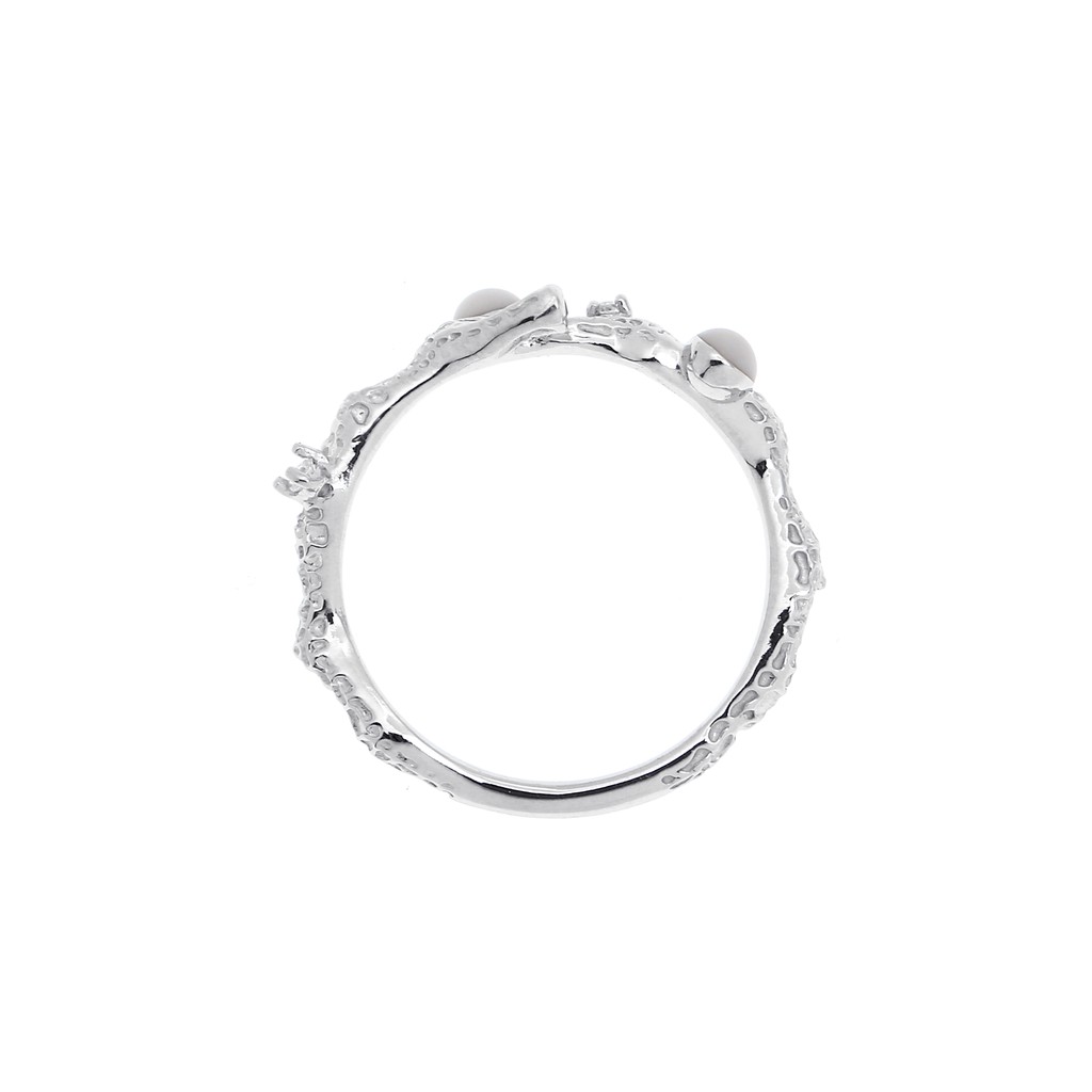 Aevari Silver Coral Ring 925 Silver with Cubic Zirconia Rhodium Plated ...