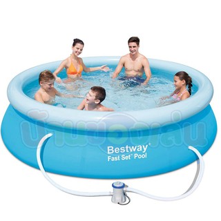 ANDATOY สระน้ำ สระน้ำขนาดใหญ่ BestWay Fast Set สระน้ำเป่าลมพร้อมเครื่องกรอง BW57270