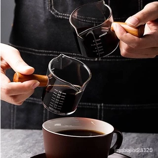 TIMECAFE ถ้วยแก้วเอสเพรสโซ่ ด้ามจับไม้ 70ml-150ml
