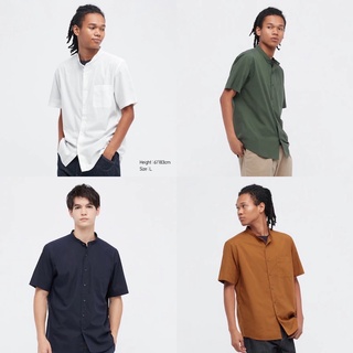 MADday - UNIQLO 💯 Men เชิ้ต คอจีน แขนสั้น ผ้าคอตตอน