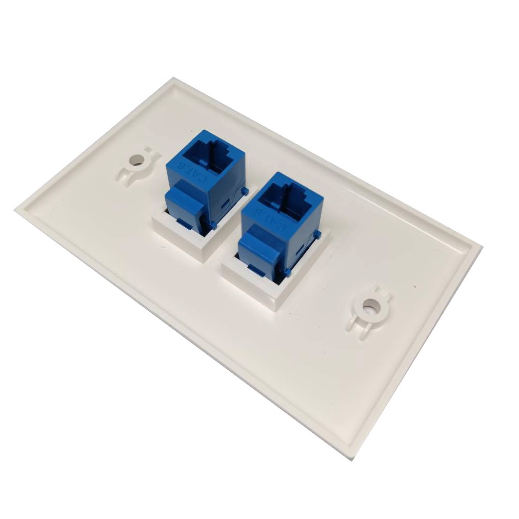 ชุดกล่องลอย RJ45 ( ใช้ได้ทั้ง Cat5e และ Cat6 ) เมีย-เมีย พร้อมใช้งาน ( CAT 6 In-Line +กล่องลอย 2x4+หน้ากาก RJ45 ) สีขาว