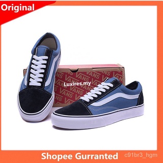 Original Vans classic OLD SKOOL รองเท้าผ้าใบสำหรับผู้ชายผู้หญิงสีฟ้า