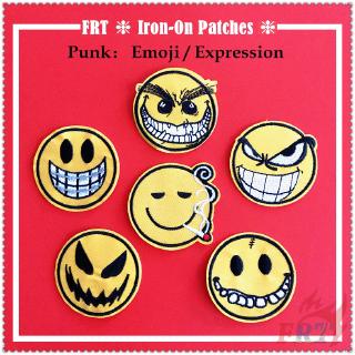 ✿ Punk：Emoji / Expression Iron-on Patch ✿ 1Pc Diy Embroidery Patch Sew on Iron on Badges Patches