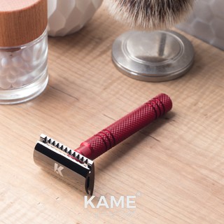 NEW มีดโกนสองคม KAME (คาเมะ) GT KMS95 black.red (Crimson Red) มีดโกนหนวด