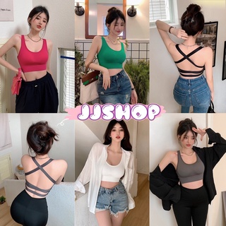 JJ shop 💜พร้อมส่ง เสื้อกล้ามครอปมีฟองน้ำ สายไขว้ด้านหลังดีเทลสายด้านหลังเส้นๆเซ็กซี่มากแม่ "FY7934"