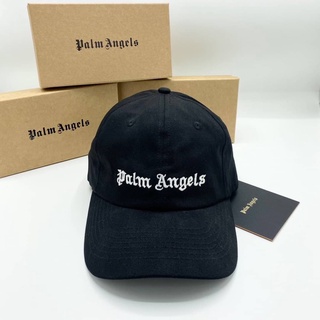 PALM ANGELS BLACK CORDUROY CLASSIC LOGO EMBROIDERED BASEBALL CAP หมวกแก๊ป ปักตัวหนังสือโลโก้แบรนด์ ปาล์มแองเจิล