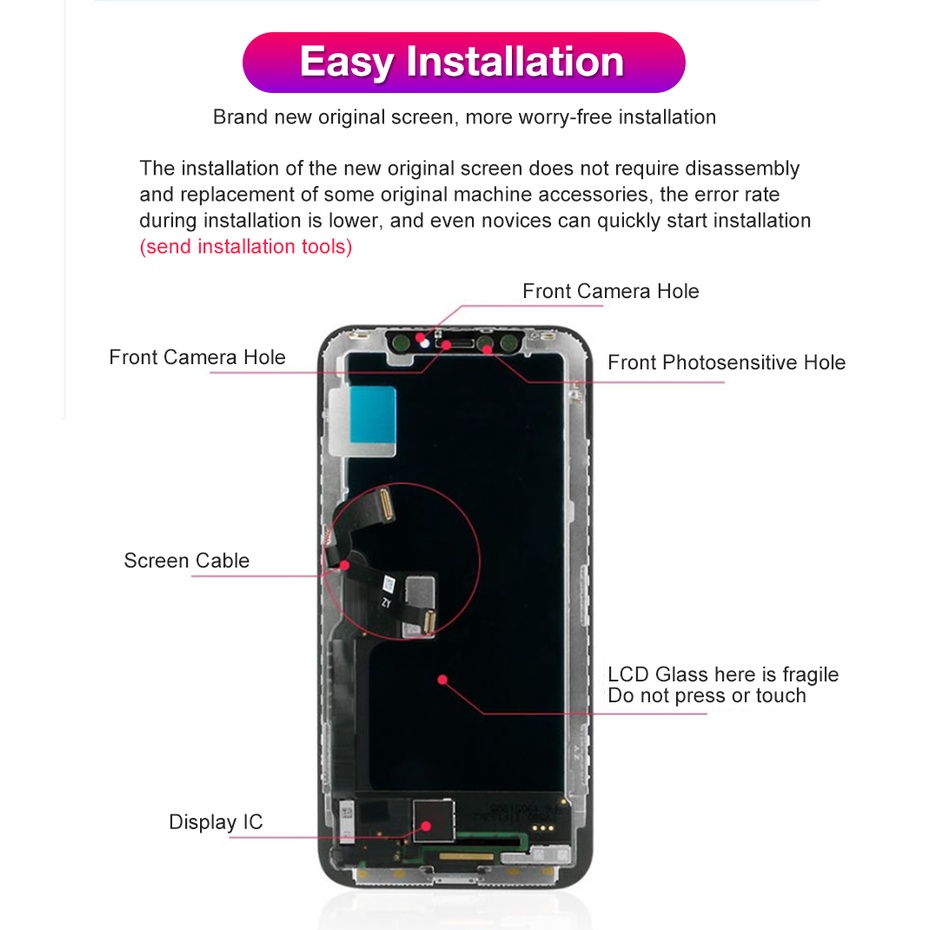 จอแสดงผลสำหรับ iPhone X XR XS MAX 11 Pro การเปลี่ยนชุดประกอบหน้าจอสัมผัสรองรับ Face ID