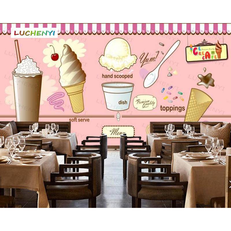 สติกเกอร์วอลเปเปอร์ ลายไอศกรีม 3d สําหรับติดตกแต่งผนังบ้าน ร้านอาหาร ร้านชานม ขนมหวาน ร้านน้ําผลไม้ ห้องรับประทานอาหาร - รูปที่ 2