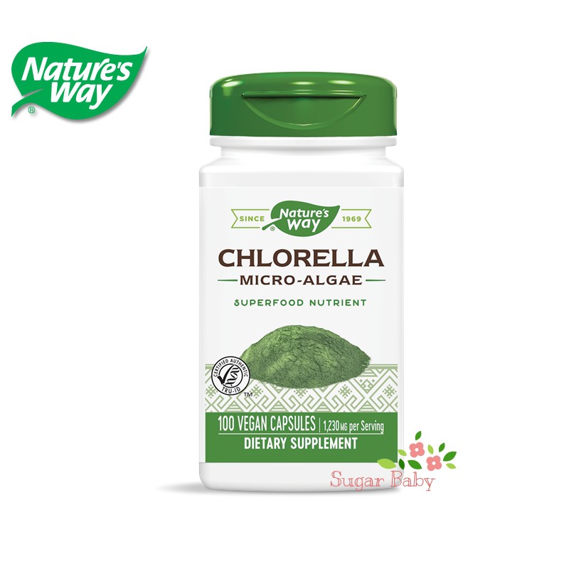 Nature's Way Chlorella Micro-Algae 1,230 mg 100 Vegan Capsules สาหร่ายคลอเรลลา ช่วยลดระดับคอเลสเตอรอ