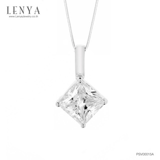 LenYa Jewelry จี้เพชร DiamondLike โดดเด่นด้วยเพชรรูปสี่เหลี่ยมเม็ดใหญ่้ ตัวเรือนเงินแท้ชุบทองคำขาว