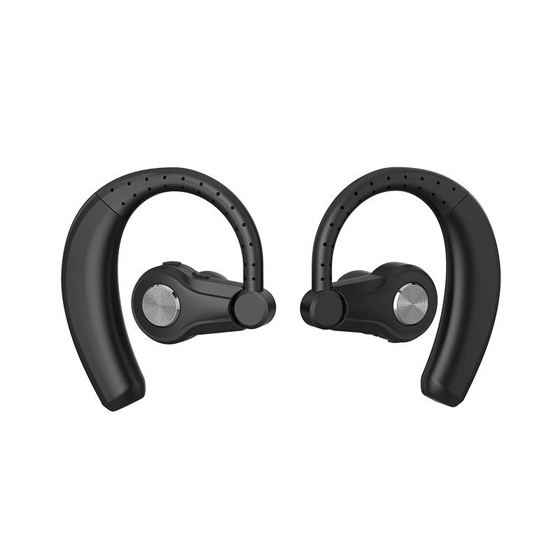 T9S HD Stereo Sound Ear-hook Style In-ear Wireless Bluetooth Earphone Headset - Jet Black