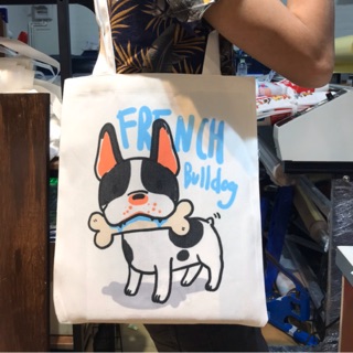 ถุงผ้า  f bulldog ขนาด 12 x 14 นิ้ว