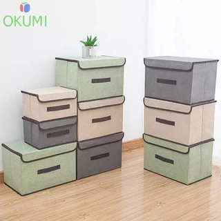 OKUMI_SHOP (ลุกค้าใหม่ 1 บาท) กล่องพับอเนกประสงค์ ทำจากผ้าลินิน ใส่เสื้อผ้า เก็บของ (K-601)