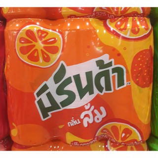 MIRINDA มิรินด้า น้ำส้ม กลิ่นส้ม เครื่องดื่มน้ำอัดลม ปริมาตรสุทธิ 325ml ยกแพ็ค 6กระป๋อง ORANGE